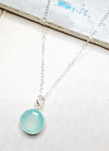 Load image into Gallery viewer, Silver Round Aqua Chalcedony Necklace
