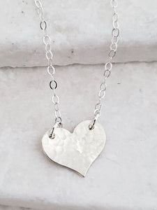 Silver Hammered Heart Necklace