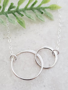 Silver Two Intertwined Circle Necklace