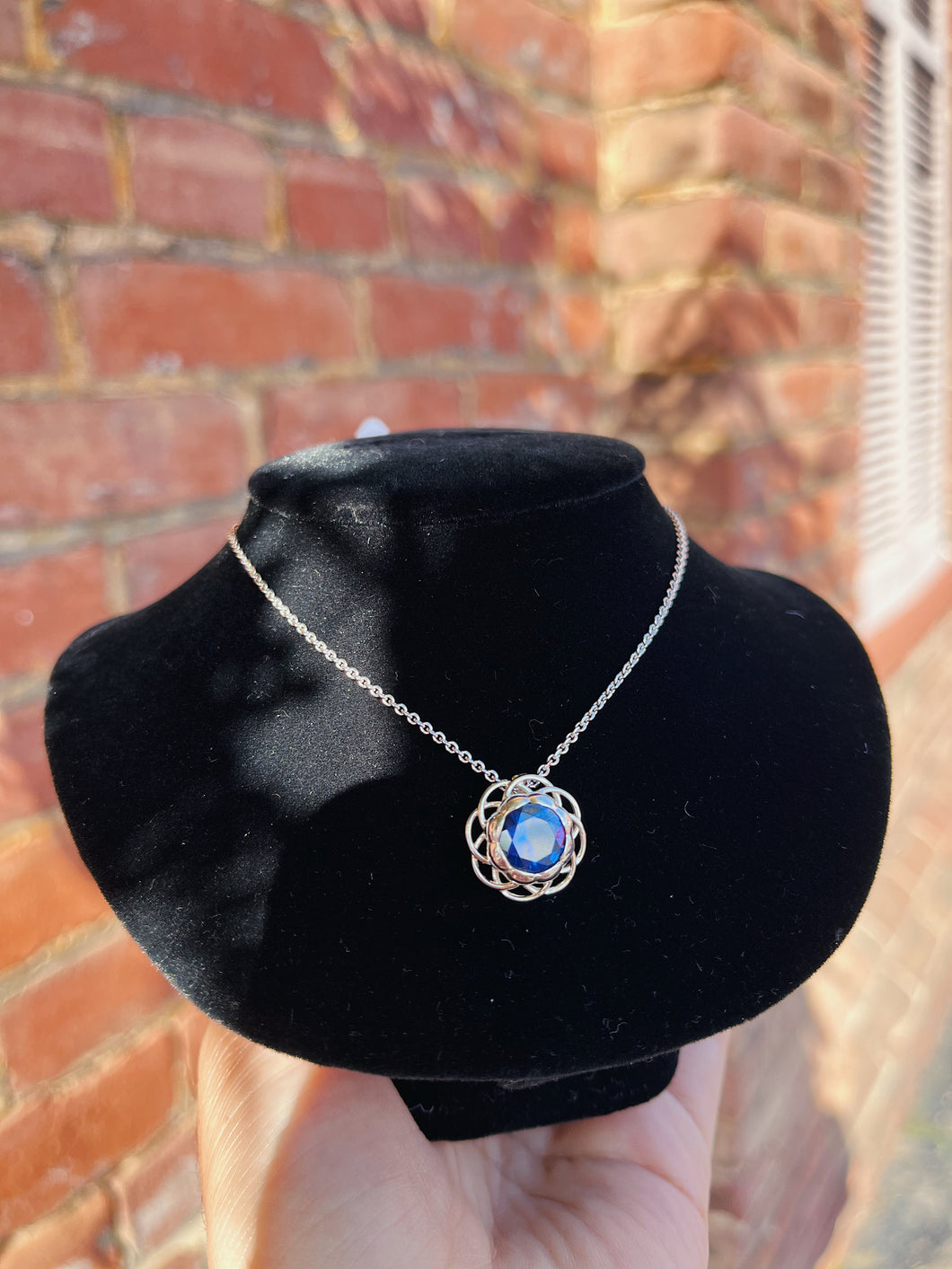 Synthetic Blue Sapphire Slide Necklace