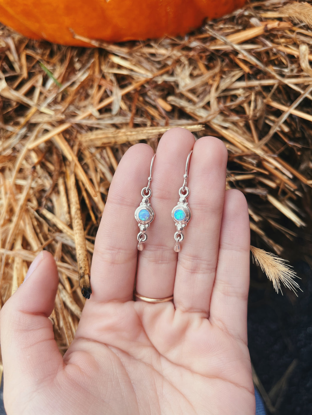 Opal Earrings with Dangle