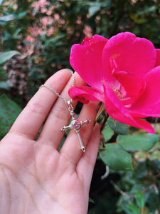Simple Cross with Pink CZ