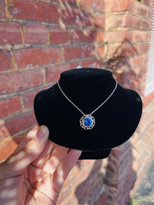 Synthetic Blue Sapphire Slide Necklace