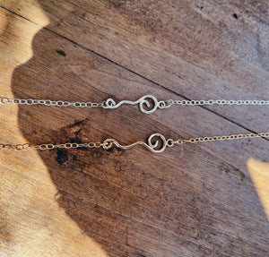 Long Swirl Gold Filled and Sterling Silver Anklets