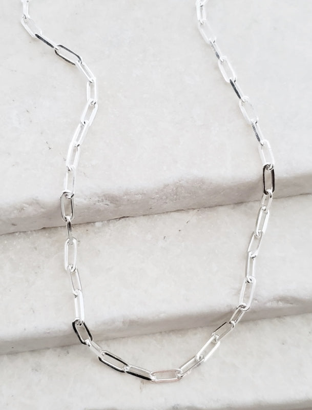 Sterling Silver Paper Clip Chain Necklace