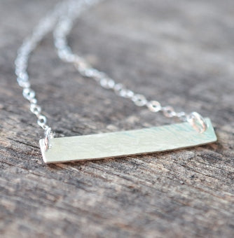 Silver Hammered Bar Necklace