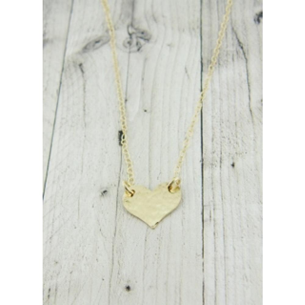 Gold Hammered Heart Necklace