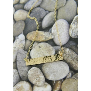 Gold Filled Hammered Bar Necklace