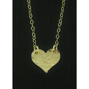 Gold Hammered Heart Necklace