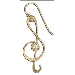 Music Note w/CZ Earring Gold Filled