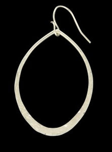 Heavy Hammered Oval Link Earring Sterling Silver