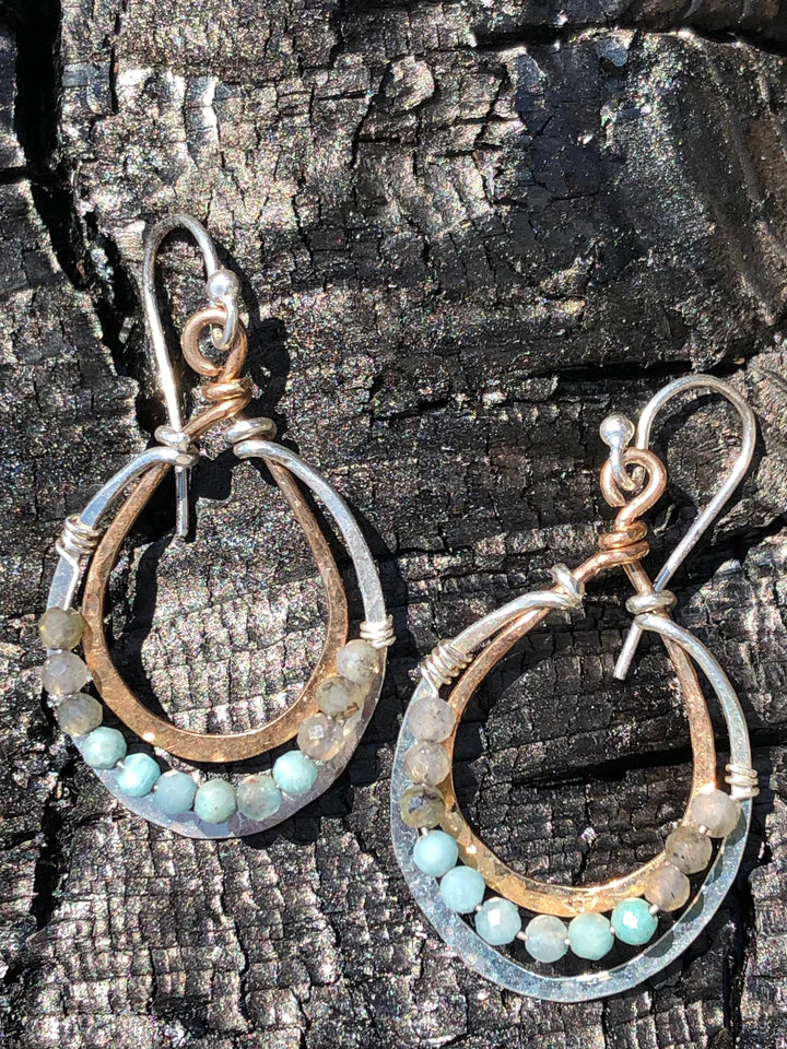 Amazonite Bronze Earrings