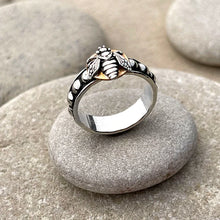 Load image into Gallery viewer, Silver and Gold Bee Ring
