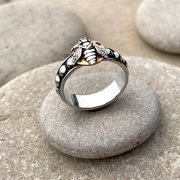 Silver and Gold Bee Ring