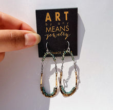 Load image into Gallery viewer, Green Crystal Hoop Earrings
