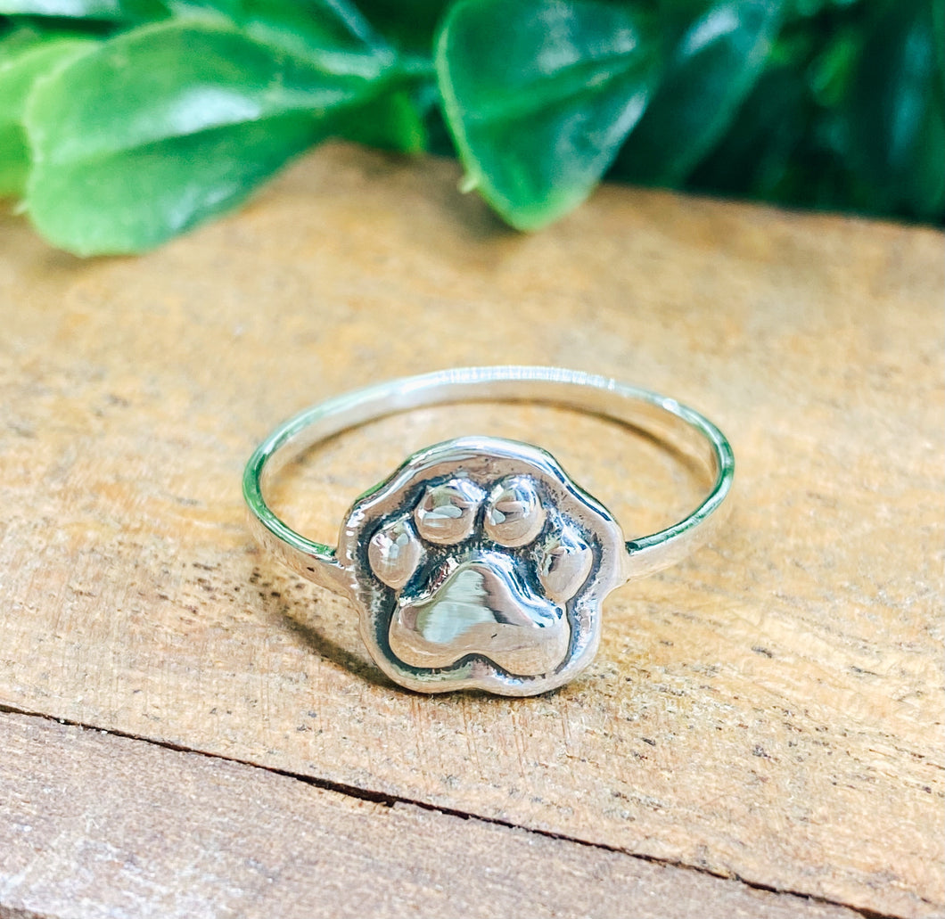 Paw Print Ring Sterling Silver