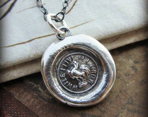 While I Live I'll Crow Wax Seal Necklace 20"